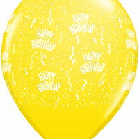 11 inch Birthday Around Yellow Balloons with Helium and Hi Float
