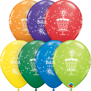 11 inch Happy Birthday Cake Candle Balloons with Helium and Hi Float