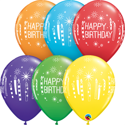 11 inch Happy Birthday Candles Starbursts Balloons Helium Hi Float