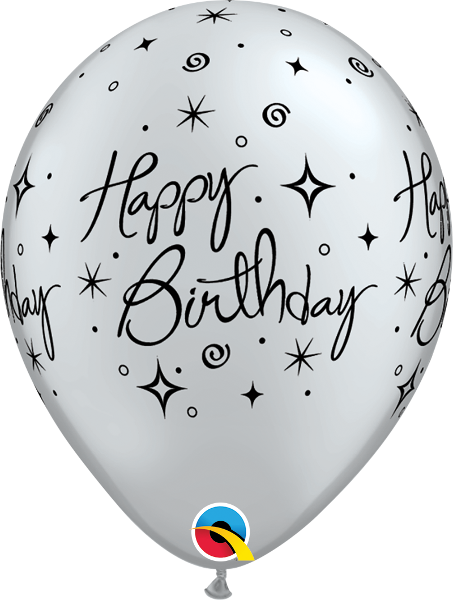 11 inch Birthday Elegant Sparkles Silver Balloon with Helium Hi Float