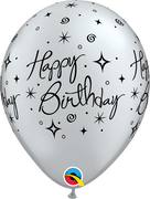 11 inch Birthday Elegant Sparkles Silver Balloon with Helium Hi Float