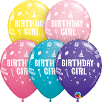 11 inch Birthday Girl Balloon with Helium and Hi Float