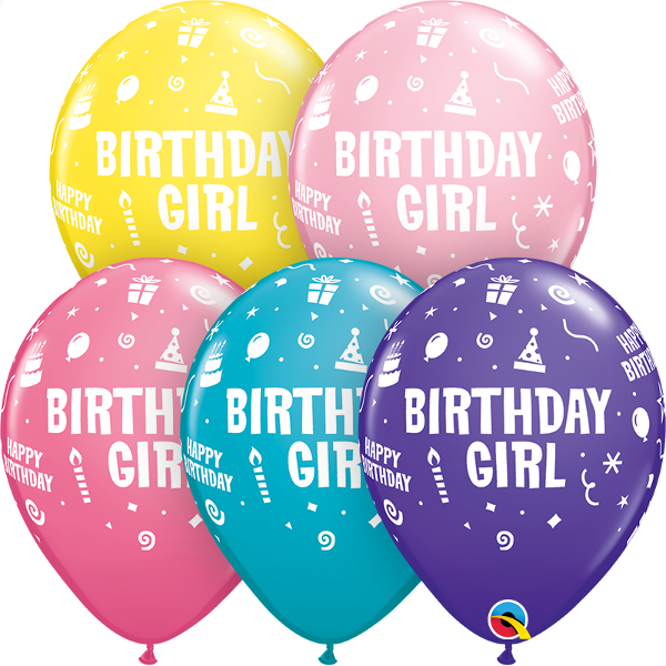 11 inch Birthday Girl Balloon with Helium and Hi Float