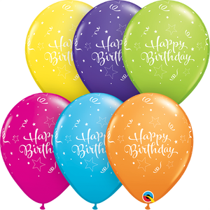 11 inch Birthday Shining Stars Balloons with Helium and Hi Float