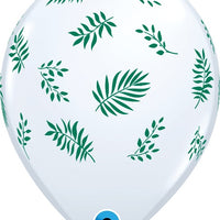 11 inch Elegant Greenery White Balloons with Helium and Hi Float