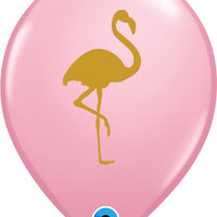 11 inch Gold Pink Flamingo Balloons with Helium and Hi Float