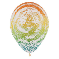 11 inch Graffiti Rainbow Crystal Clear Balloons Helium and High Float