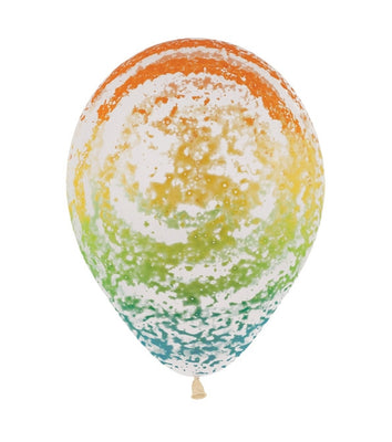 11 inch Graffiti Rainbow Crystal Clear Balloons Helium and High Float