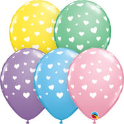 11 inch Hearts Around Pastel Balloons with Helium and Hi Float