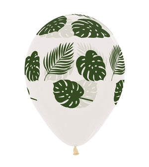 11 inch Palm Fronds Leaves Clear Balloons with Helium and Hi Float