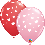 11 inch Random Hearts Helium Balloons with Helium and  Hi Float