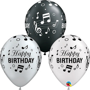 11 inch Musical Notes Happy Birthday Balloon with Heilium and Hi Float