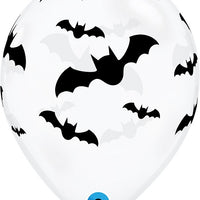 11 inch Diamond Clear Black Bats Balloons with Helium and Hi Float