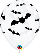 11 inch Diamond Clear Black Bats Balloons with Helium and Hi Float
