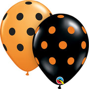 11 inch Halloween Orange Black Polka Dot Balloons with Helium Hi Float