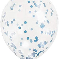 11 inch Pale Blue Metallic Confetti Balloons with Helium and Hi Float