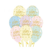 11 inch Pastel Matte Happy Birthday Balloons with Helium and Hi Float
