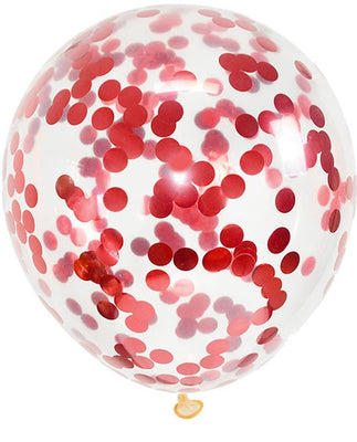 11 inch Red Confetti Metallic Balloons with Helium and Hi Float