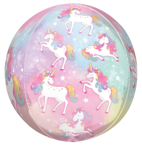 16 inch Enchanted Unicorn Orbz Balloons with Helium