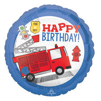 18 inch Fire Truck Rescue Birthday Foil Balloon with Helium