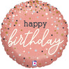 18 Rose Gold Glitter Happy Birthday Foil Balloon with Helium