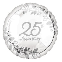 18 inch 25th Anniversary Silver Foil Balloon with Helium