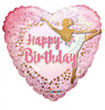 18 inch Ballerina Pink Gold Heart Balloon with Helium