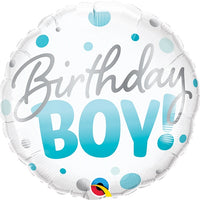 18 inch Birthday Boy Polka Dots Foil Balloon with Helium