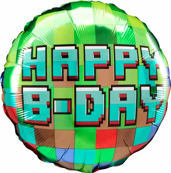 18 inch Birthday Pixal Balloon with Helium