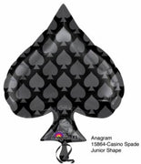 18 inch Casino Black Spade Foil Balloon with Helium