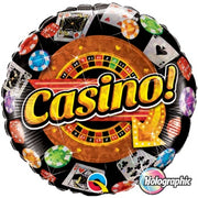 18 inch Casino Holographic Round Foil Balloon with Helium