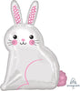 18 inch Easter White Satin Bunny Shape Balloon with Helium