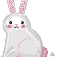 18 inch Easter White Satin Bunny Shape Balloon with Helium