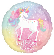 18 inch Enchanted Unicorn Birthday Wishes Foil Balloon with Helium