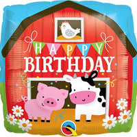 18 inch Farm Animals Happy Birthday Barn Foil Balloon with Helium