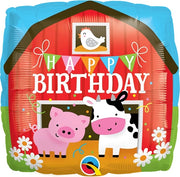 18 inch Farm Animals Happy Birthday Barn Foil Balloon with Helium