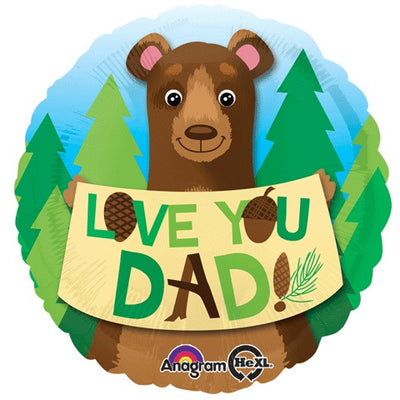18 inch Fathers Day Love You Dad Bear Balloon with Helium