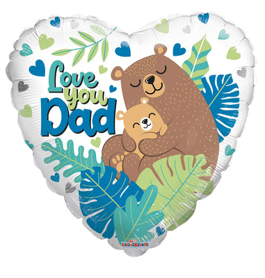 18 inch Fathers Day Love You Dad Heart Balloon with Helium