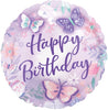 18 inch Flutters Butterfly Happy Birthday Foil Balloon with Helium