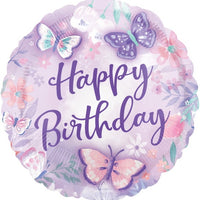 18 inch Flutters Butterfly Happy Birthday Foil Balloon with Helium