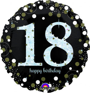 Milestone Sparkling 18th Birthday Balloon with Helium