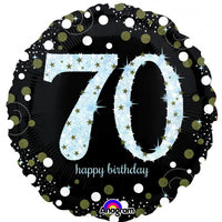 Milestone Sparkling 70th Birthday Balloon with Helium
