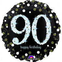 Milestone Sparkling 90th Birthday Balloon with Helium