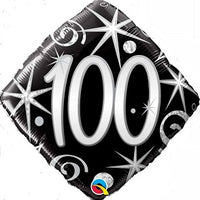 Milestone Elegant 100th Birthday Black Diamond Balloon with Helium