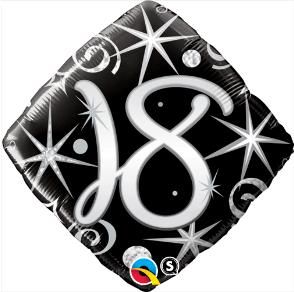 18th Birthday Black Diamond Balloon with Helium