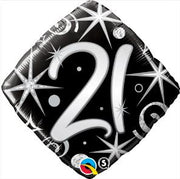 Milestone Elegant 21st Birthday Black Diamond Balloon with Helium