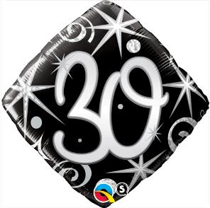 Milestone Elegant 30th Birthday Black Diamond Balloon with Helium