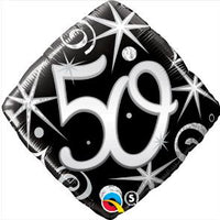 Milestone Elegant 50th Birthday Black Diamond Balloon with Helium