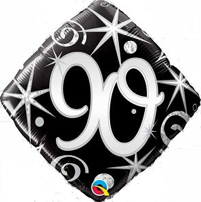 Milestone Elegant 90th Birthday Black Diamond Balloon with Helium