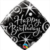 Milestone Elegant Happy Birthday Black Diamond Balloon with Helium